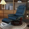 Faux Leather Manual Recliner, Adjustable Swivel Lounge Chair with Footrest, Armrest and Wrapped Wood Base for Living Room - 2 of 4