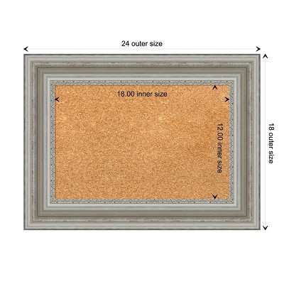 Amanti Art Natural Cork Board Framed Parlor Silver Bulletin Board 24 in. x 18 in.