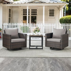Buenhomino 3 Pieces Patio Bistro Set with Table Set, All-Weather Wicker Patio Furniture Set with Thickened Cushions for Garden, Backyard - 1 of 4