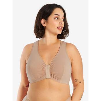 Leading Lady The Meryl - Cotton Front-Closure Comfort & Sleep Bra in  Toasted Toffee Triangle, Size: 36AB