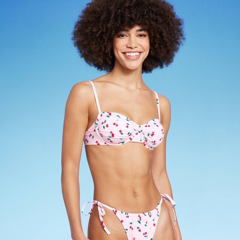 Kietelen haai hoogte Women's Shirred Underwire Bikini Top - Wild Fable™ Cherry Print : Target