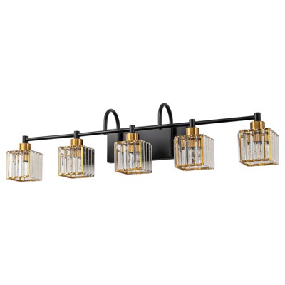 LLHZSY 3/4/5 Light Modern Industrial Dimmable Crystal Bathroom Vanity Light-Curved Metal Appearance With Crystal Shape