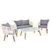 Karl Home Patio Acacia Wood All-Weather Rope Conversation Set with Cushions - 2 of 4