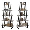 5 Tier Wood Bookshelf, Tall Open Rustic Etagere Bookcase Ladder, Standing Display Shelves for Home Living Room Bedroom Office Storage, Light Grey Oak - 2 of 4
