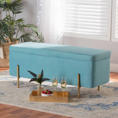 Rockwell Velvet Metal Storage Bench - Baxton Studio