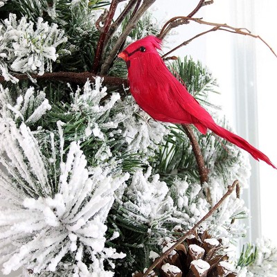 Set of 6 Red Feathered Cardinal Clip-On Decorations