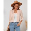 Women's 3/4 Sleeve Open Front Cropped Cardigan Sweater Lightweight Knit Short Bolero Shrugs - 2 of 4