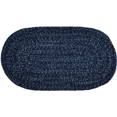 22" x 40" Chenille Tweed Collection Navy & Smoke Blue Reversible Indoor Area Utility Oval Rug - Better Trends