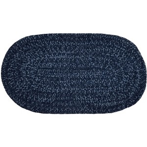 22" x 40" Chenille Tweed Collection Navy & Smoke Blue Reversible Indoor Area Utility Oval Rug - Better Trends - 1 of 4