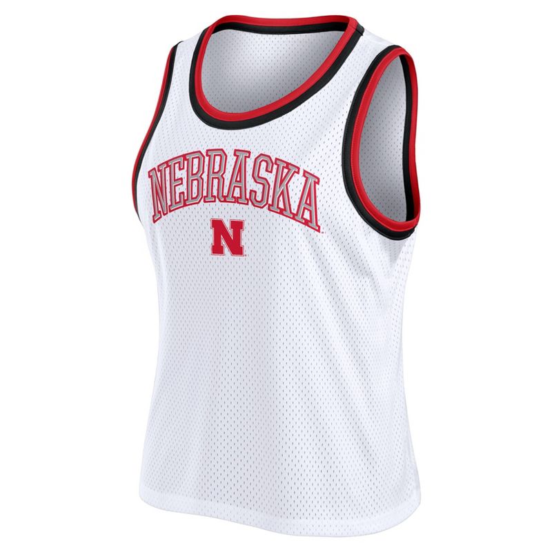 NCAA Nebraska Cornhuskers Women&#39;s White Mesh Tank Top, 2 of 4