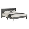 Elegant Gray Velvet King Size Bed Frame with Wingback Design, Deep Button Tufting, Metal Stability, Easy Assembly, Fits 12" Mattresses - 3 of 4
