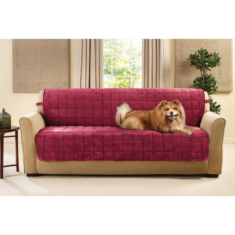 Deluxe Pet Armless Sofa Furniture Cover Burgundy - Sure Fit, 2 of 4