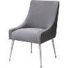 UNISOAR  Accent Chair Beige Velvet Upholstered Side Dining Chairs with Brushed Legs - 4 of 4
