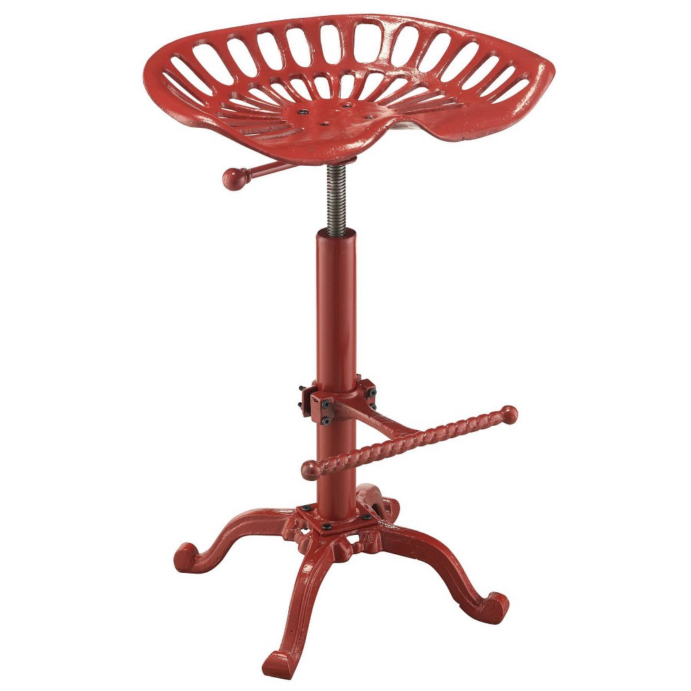 Photos - Chair Adjustable Tractor Seat Counter Height Barstool Metal/Red - Hunter