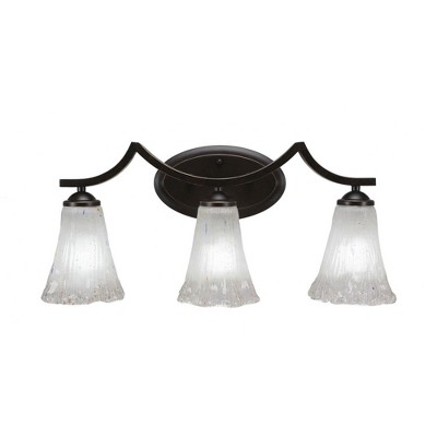 Toltec Lighting Zilo 3 - Light Vanity in  Dark Granite with 5.5" Fluted Frosted Crystal Shade