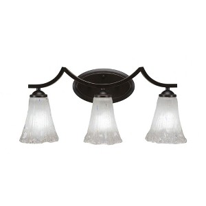 Toltec Lighting Zilo 3 - Light Vanity in  Dark Granite with 5.5" Fluted Frosted Crystal Shade - 1 of 1