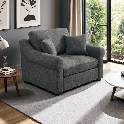 Polibi Oversized Chenille Armchair with Wide Curved Armrests