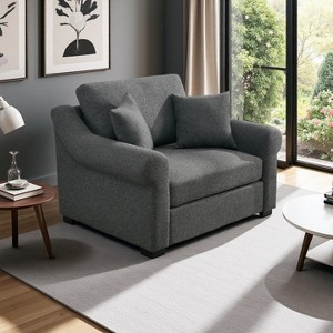 Polibi Oversized Chenille Armchair with Wide Curved Armrests - 1 of 4