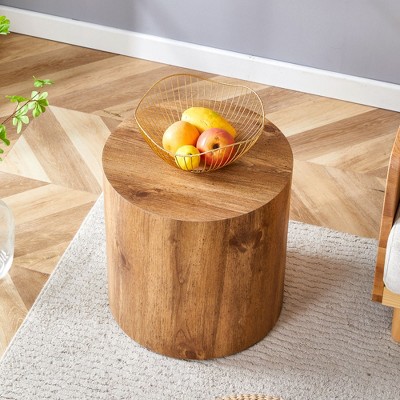 NicBex Modern 12" Cylindrical Coffee Table with Wood Frame for Living Room and Bedroom