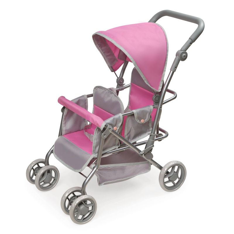 Cruise Folding Inline Double Doll Stroller - Gray/Pink, 1 of 7