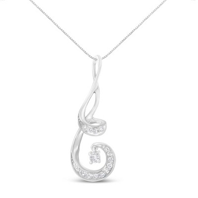 Haus of Brilliance Espira 10K White Gold 1/5 Cttw Diamond Sparkling Spiral Pendant Necklace