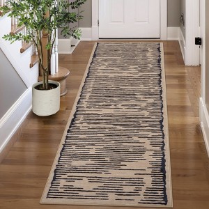 Coucheta Washable Geometric Strip Area Rug, Non-Slip, Ultra Thin Soft Low Pile Carpet for Living&Dining Room, Bedroom&Office, Multiple Sizes&Colors - 1 of 4