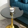 Vynxaria Modern Round Side Table, Cocktail Table, Tempered Glass Top, Gold Finish - 4 of 4