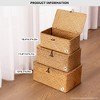 Aoibox Handwoven Natural Seagrass Storage Bins with Lids Set of 3 Rectangular Boho Multipurpose Home Organizer Boxes - 2 of 4