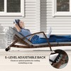 Set of 2 Wicker Chaise Lounge Chair Outdoor Patio Lounger with 5 Adjustable Back, Wheels, Cushion, and Armrests - 4 of 4