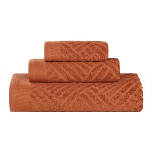 Basketweave Luxury Cotton Jacquard 3 Piece Assorted Towel Set by Blue Nile Mills - 1 of 4