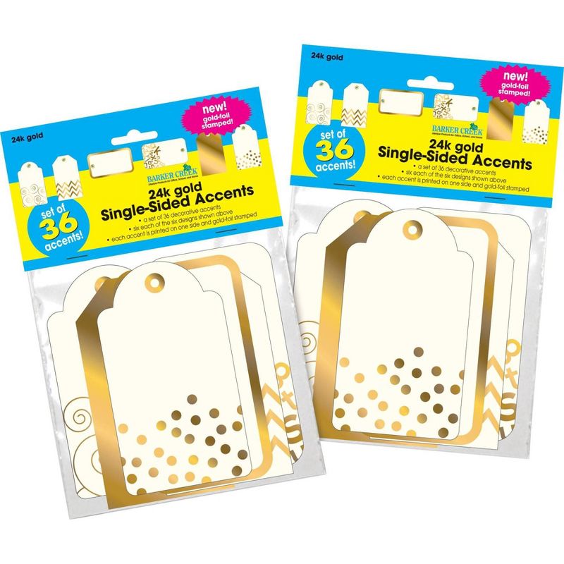 Barker Creek Bulletin Board Double-Sided Accents - Gold Accent Tags, 1 of 9
