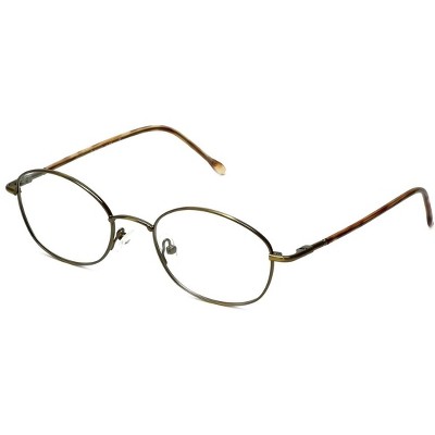 Flex Plus by Vivid FP-82 Designer Blue Light FIlter Reading Glasses in Antique Gold 50mm +3.00 | Unisex | Round Shape | Medium Fit