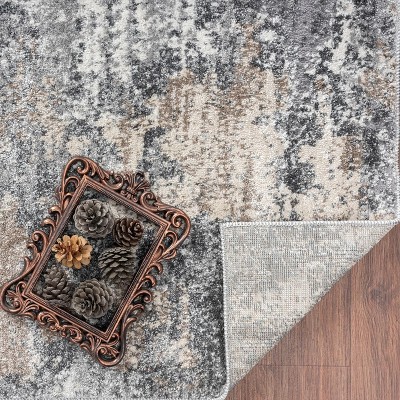 Luxe Weavers Gray Abstract 4x5 Stain-Resistant Area Rug