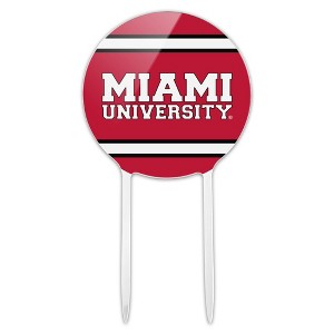 Miami University Stripes Acrylic Cake Topper Party Decoration for Wedding Anniversary Birthday Graduation - 1 of 4