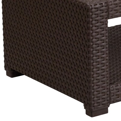 Seneca Chic Chocolate Brown Faux Rattan Outdoor Coffee Table