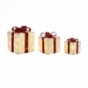 LuxenHome 3-Piece Pre-Lit Wavy-Design Gift Box Set with Decorative Red Ribbons and Bows White, Red - 3 of 4