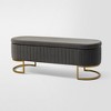 Nuria 49" Wide Modern Upholstered Flip Top Storage Bench with Golden Metal C-shaped Sled Legs for Living Room | ARTFUL LIVING DESIGN - 2 of 4
