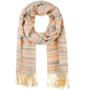 INSPIRE CHIC Women's Colorful Plaid Blended Cashmere Fringe Winter Warm Scarves 1Pc - 1 of 4
