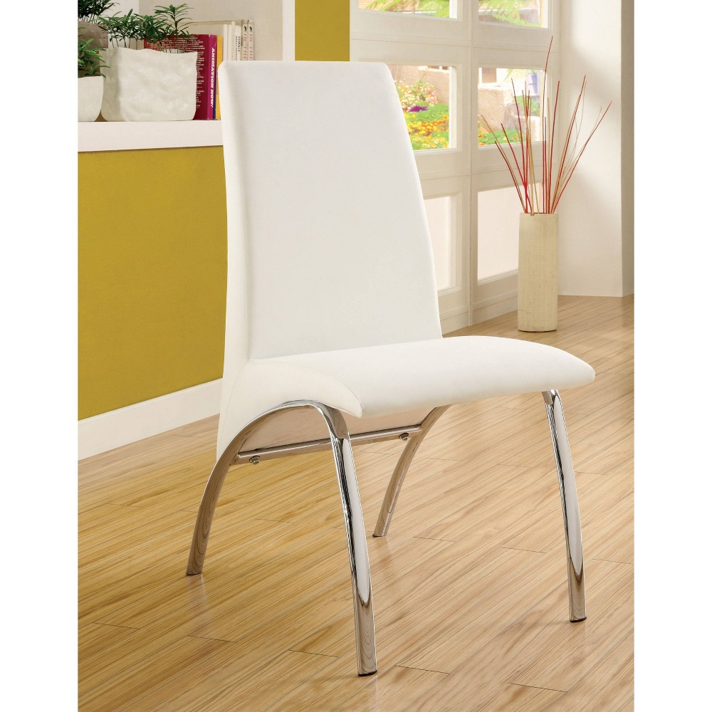 2pk Lexinton Upholstered Dining Chairs White - HOMES: Inside + Out: Contemporary Side, Chrome Legs