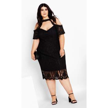 Women's Plus Size Pippa Lace Dress - black | CITY CHIC