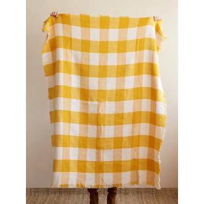 Yellow checkered blanket sale