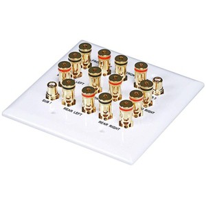 Monoprice 2-Gang 7.2 Surround Sound Distribution Wall Plate | Gold Plated, No Wire Pull-Outs - 1 of 4