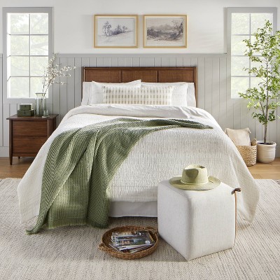 14&#34;x36&#34; Layered Stripe Lumbar Bed Pillow Sage Green/Cream/Natural - Hearth &#38; Hand&#8482; with Magnolia