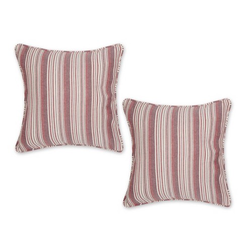 SET OF Two Pillow Covers 18x18, Red Cream Chinese Pillow Cover