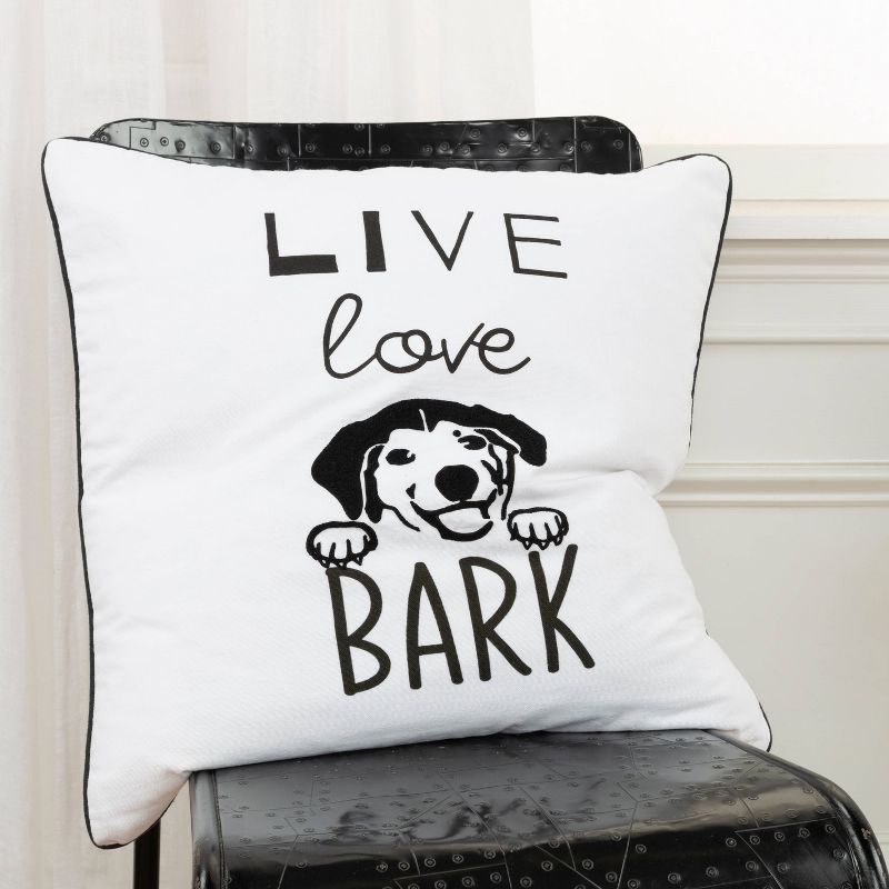 20&#34;x20&#34; Oversize &#39;Live Love Bark&#39; Poly Filled Square Throw Pillow White - Rizzy Home, 6 of 7