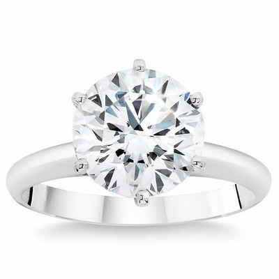 Pompeii3 Platinum 3Ct Certified Diamond Solitaire Engagement Ring Lab Created - Size 7