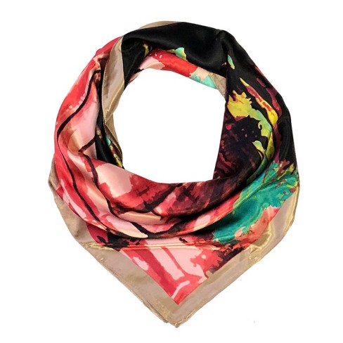 Wrapables Silky Feeling Satin Square Scarf, Pink Abstract - image 1 of 4