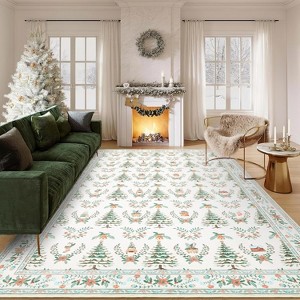 Christmas Area Rugs for Living Room Bedroom Xmas Tree Festival Winter Decorations Rugs Soft Foldable Accent Rug - 1 of 4