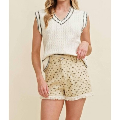Women's LINE ACCENT SWEATER VEST - Cloud Ten