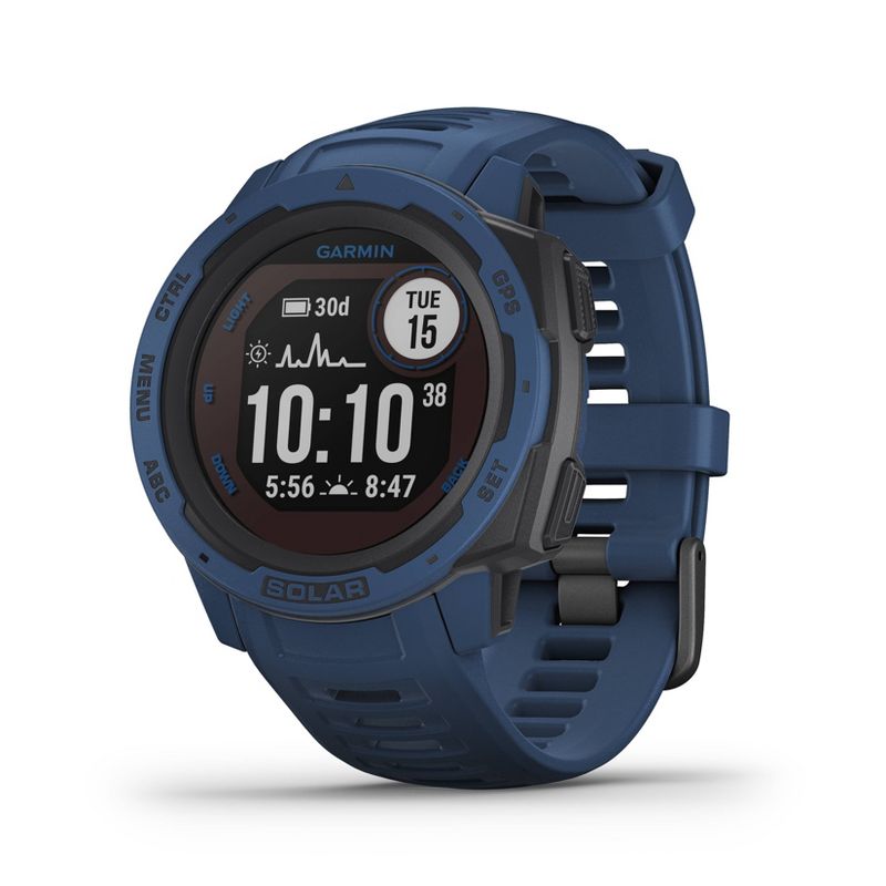 Garmin Instinct Solar Tidal Blue Rugged GPS Smartwatch with Solar Charging, 1 of 12